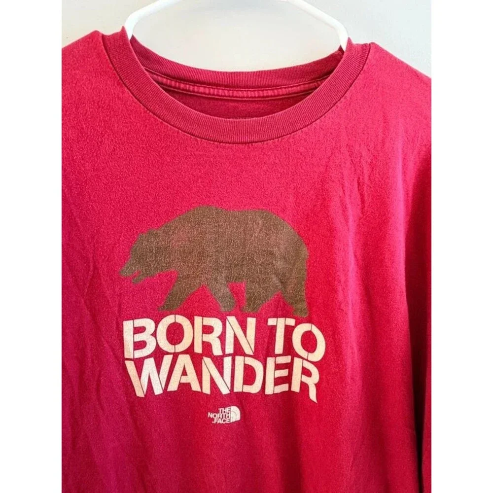 The North Face Bear Graphic Long Sleeve Tee – Maroon, outdoors, fall, casual